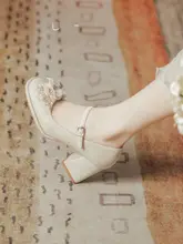 公主風 マリージェン ハイヒール【ローヒール・防水台・厚底・丸トゥ・結婚式用・ドレスやチーパオに対応】