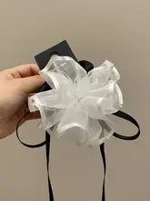 オーガンザ製 バラの花髪飾り【リボン付き・ヘアバンド・華やか】