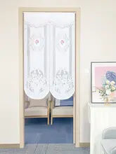 和風生地のレース刺繍ハーフカーテン【リビング・寝室・キッチン用】
