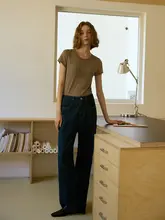 Fresh Moi 高腰ストレートデニム【梨型体型カバー・アクティブダイ染・レトロスタイル・カジュアル】