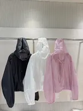 フーデッド薄手防晒ジャケット【ショート丈・プリーツ感・女性用】