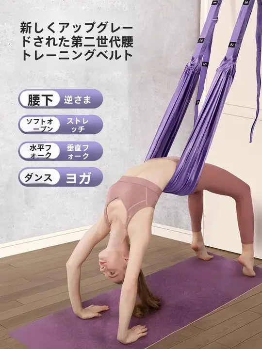 自宅用空中ヨガ吊りロープ【腰のトレーニング・逆さ吊り対応・エクササイズバンド】