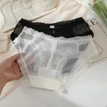 レディース シースルーレース トライアングルショーツ【透湿・綿ライニング・無痕デザイン】
