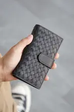 古代製の第一層牛革織りマルチカードスロットカードホルダー