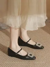 フラットデザインのマリージェーンシューズ【春秋用・内増高・ブラック】
