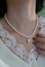 優雅なデザインの天然小珍珠ネックレス【ロマンティック・鎖骨ライン・高級感】