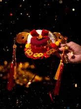 新年の小さな财神君 六芒星デザインのロリータ子供用帽子【可愛い銭をモチーフ・祝いの帽子】