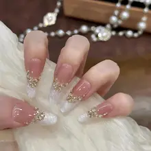 ベビー母貝の猫目デザインネイル【手作り・中長イノセントスタイル】