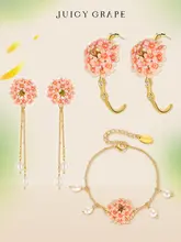 デザイン性のある桜花モチーフジュエリーセット【ネックレス・ブレスレット・リング・ピアス】（セットアップ対応）