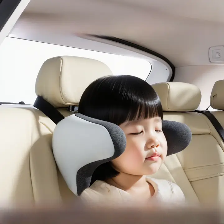 車用 子供用枕【後部座席用・首を支える固定設計・快適な睡眠をサポート】