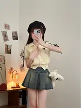ヴィンテージ風デニムハーフスカート【Aライン・プリーツデザイン・女性用】（セットアップ対応）