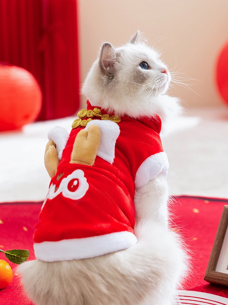秋冬用コットン製猫服：厚手保温設計で子猫から成猫まで対応
