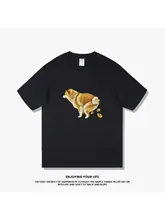 柴犬デザインの手描きTシャツ【ユニセックス・重厚なコットン・短袖】