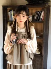 おしゃれで独特なベストとハイウエストスカート【ブラウン・グリーン・秋用】（セットアップ対応）