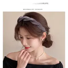復古風ツイストヘアバンド【麻素材・洗顔時用・ヘアアクセサリー】