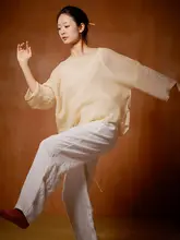 大自在袍【フィット・軽量シンプル・リネン生地・古風デザイン】