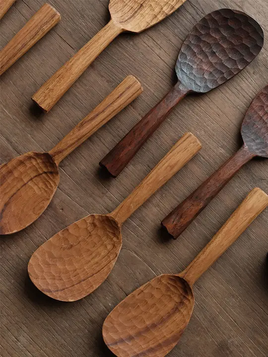 無味の柚木製 手作りのご飯用しゃもじ【家庭用・エコ素材・木製】