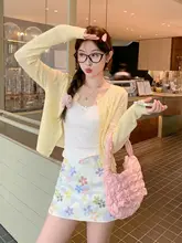 春季に最適！薄手のニットカーディガン【防晒・短丈・明るい色合い】（セットアップ対応）