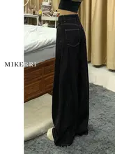 黒色Aラインワイドデニムパンツ【レディース・夏用・タイプ・大きいサイズ対応】