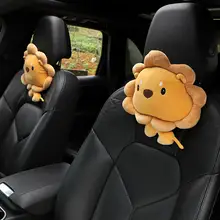 可愛いカートンデザインの車用ヘッドレスト＆ネックピロー【クッション・毛並み良好・2個セット】