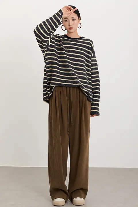 パンツ レディース カジュアル 暖かいコーデュロイ ブラウン