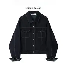 XinmonLee レディース デニムショートジャケット【クラシックデザイン・秋用・前開き・スリムフィット】