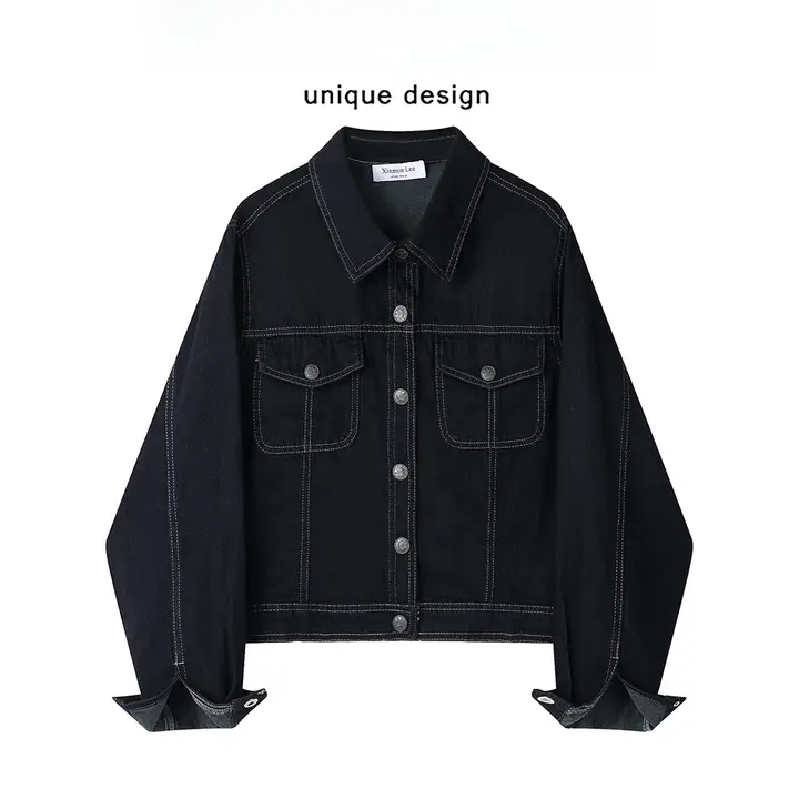 XinmonLee レディース デニムショートジャケット【クラシックデザイン・秋用・前開き・スリムフィット】