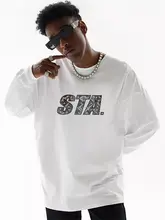 アメリカンストリートスタイルのロングスリーブTシャツ【ゆったりフィット・ラウンドネック・コットン】（セットアップ対応）