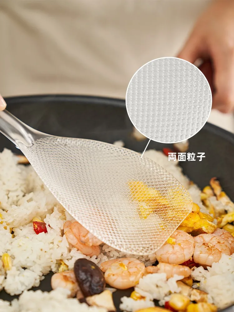 大きいサイズのフライ返し：耐熱・透明で炒飯やご飯に最適な調理道具