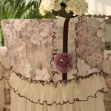 レース製 テーブルクロス＆椅子カバーセット【欧風・リネン調・クッションマット付き】