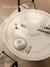 防水防油加工のラウンドテーブルマット【レトロ風・高級感・皮革製】