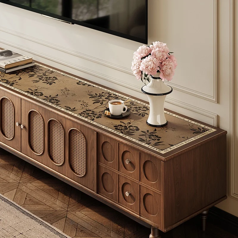 テレビ台 サイズ 45×200cmモデルの設置ガイド：長方形レザー製ボードの実際の使い方