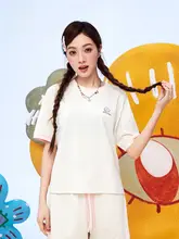 Xtep レディース 夏用 半袖Tシャツ【公式コラボ・ニット素材】