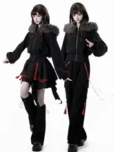 春の新作 毛皮襟取り外し可能なショートジャケット【バイカラーデザイン・中国結び】（セットアップ対応）