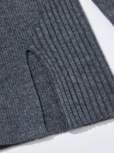 羊毛製 女性用フィットニットトップス【上品なデザイン・スリット入り】