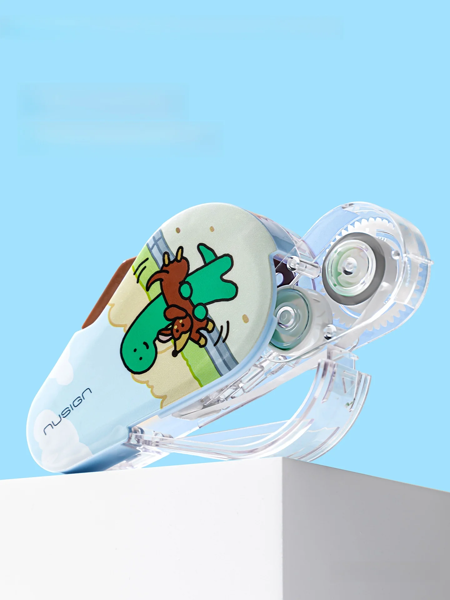 軽音タイプの恐竜デザイン修正テープ：交換可能芯と圧縮式構造の実用性解析