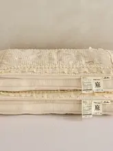 二重構造の取り外し可能なフリル付き綿麻シルク枕【大人用・白鹅绒使用・極上の柔らかさ】（セットアップ対応）