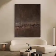 手描きアート油絵 壁掛け抽象作品【侘寂風・ヴィンテージ・リビング・ホテル用】