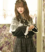 Rojita ロングスリーブレースケープシャツ【ブラック・細見え・色落ちしにくい】