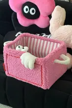 かわいいカートゥーンデザインの大容量収納バスケット【毛糸製・おもちゃ・お菓子用】