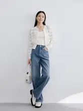 極上の柔らかさのコットン・レース編みニットカーディガン【長袖・ホワイト・シンプルデザイン】