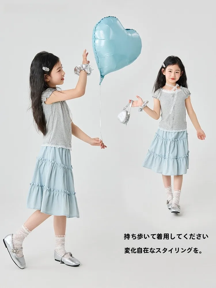 4歳女の子用プリンセスドレス：ショートスリーブ・韓国風デザインのセットアップ対応アイテム