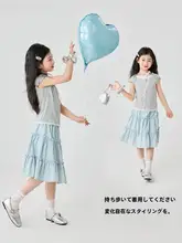 女の子用 プリンセスドレス【ショートスリーブ・韓国風・可愛いデザイン・ロングスカート】（セットアップ対応）