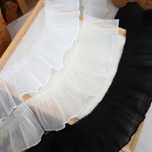 極上の柔らかさの雪紡生地レースフリル装飾【服の襟用・幅広】（セットアップ対応）