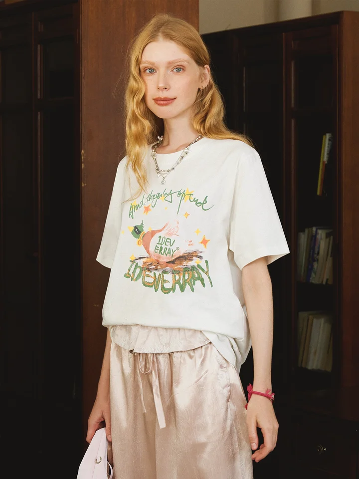 カップル向け サプライズギフト ボタニカルデザインのコットンTシャツ【花束ギフトボックス入り】