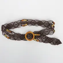 レトロフレンチスタイルの麻 ロープウエストベルト【エレガントなデザイン・装飾・幅広いコーディネートに最適】（セットアップ対応）