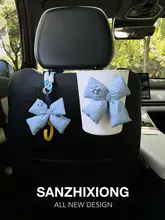 車内用ゴミ箱【蝶結びデザイン・座席収納・エアコン通気口用・掛けフック付き】