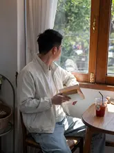 春の色合いのリバーシブルチェックストライプジップ・ラフジャケット
