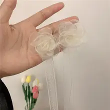 レースの椿花デザイン ネックレス【華やかさ・リボン付き・チョーカー】