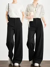 黒のテンセル製スーツパンツ【高腰・ドレープ感・ワイドレッグ】